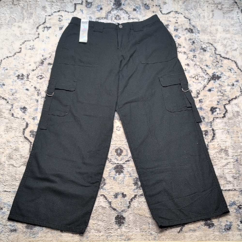 Tinseltown Must Have Mid Rise Cargo Pants XXXL Black Utility Streetwear NWT